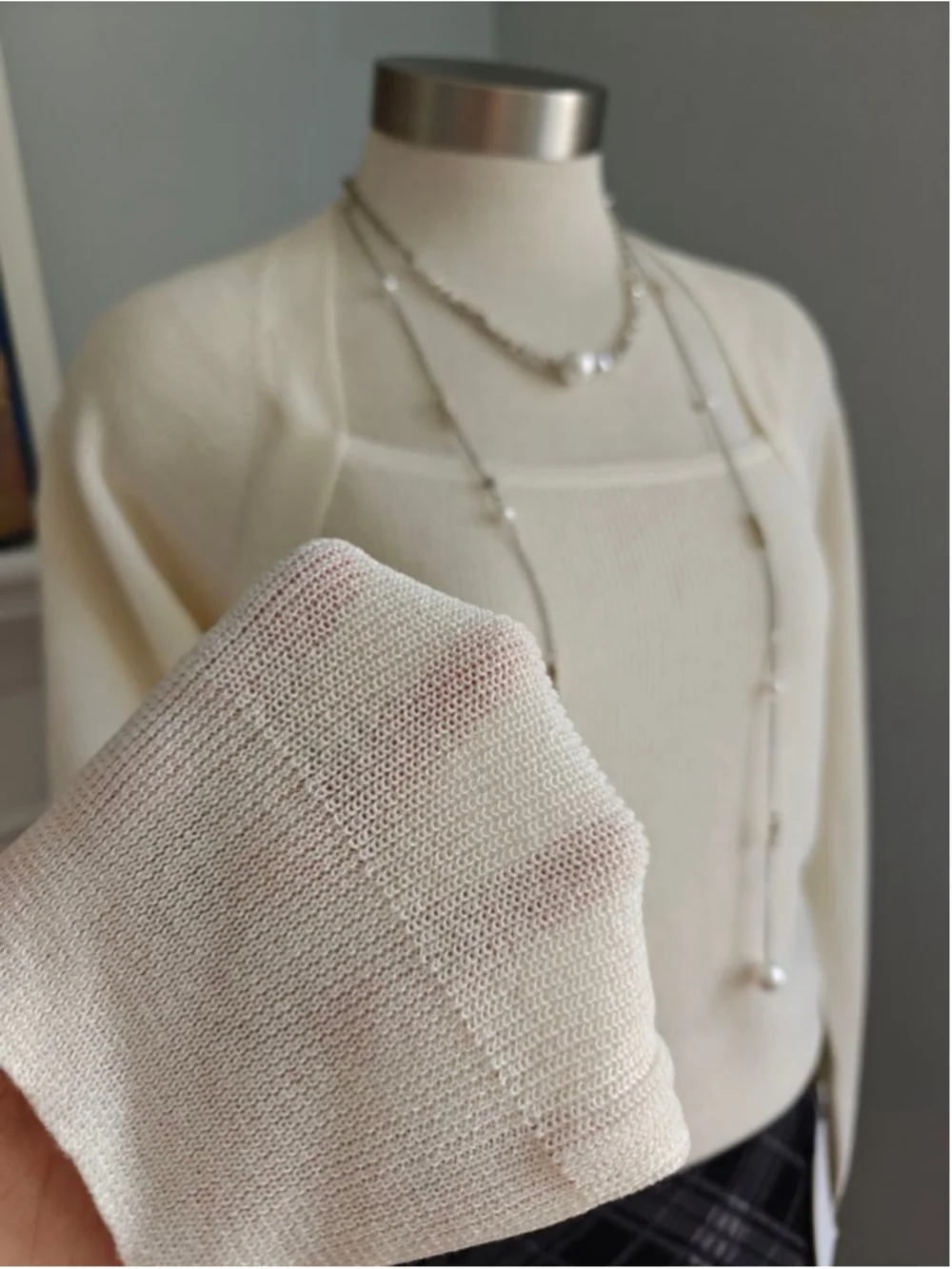 Ivory 2-in-1 Layered Knit Top | Square Neck Minimalist Sweater